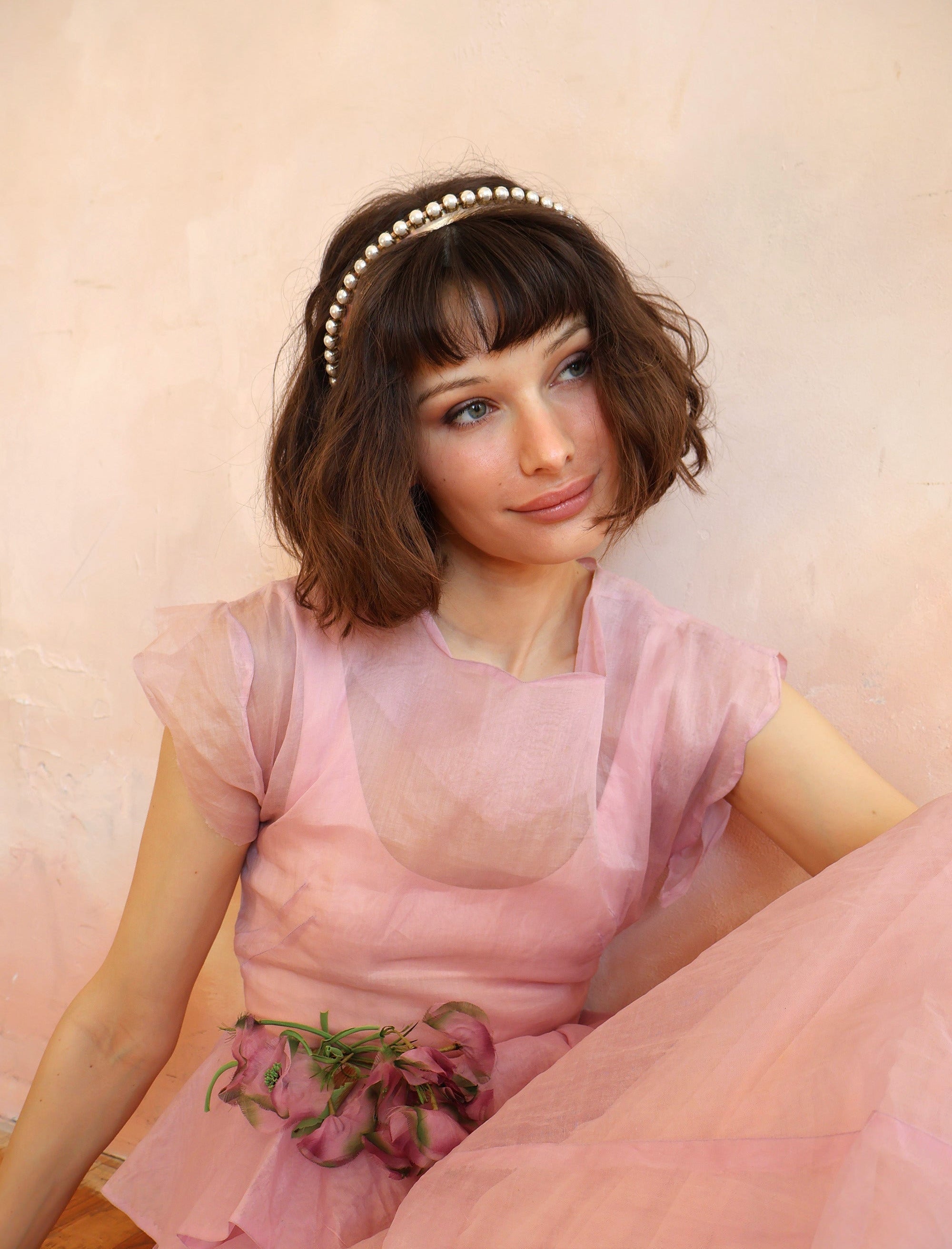 *MADE-TO-ORDER* OXIDIZED PEARL NARROW DANBURY CROWN Headbands & Crowns Epona Valley