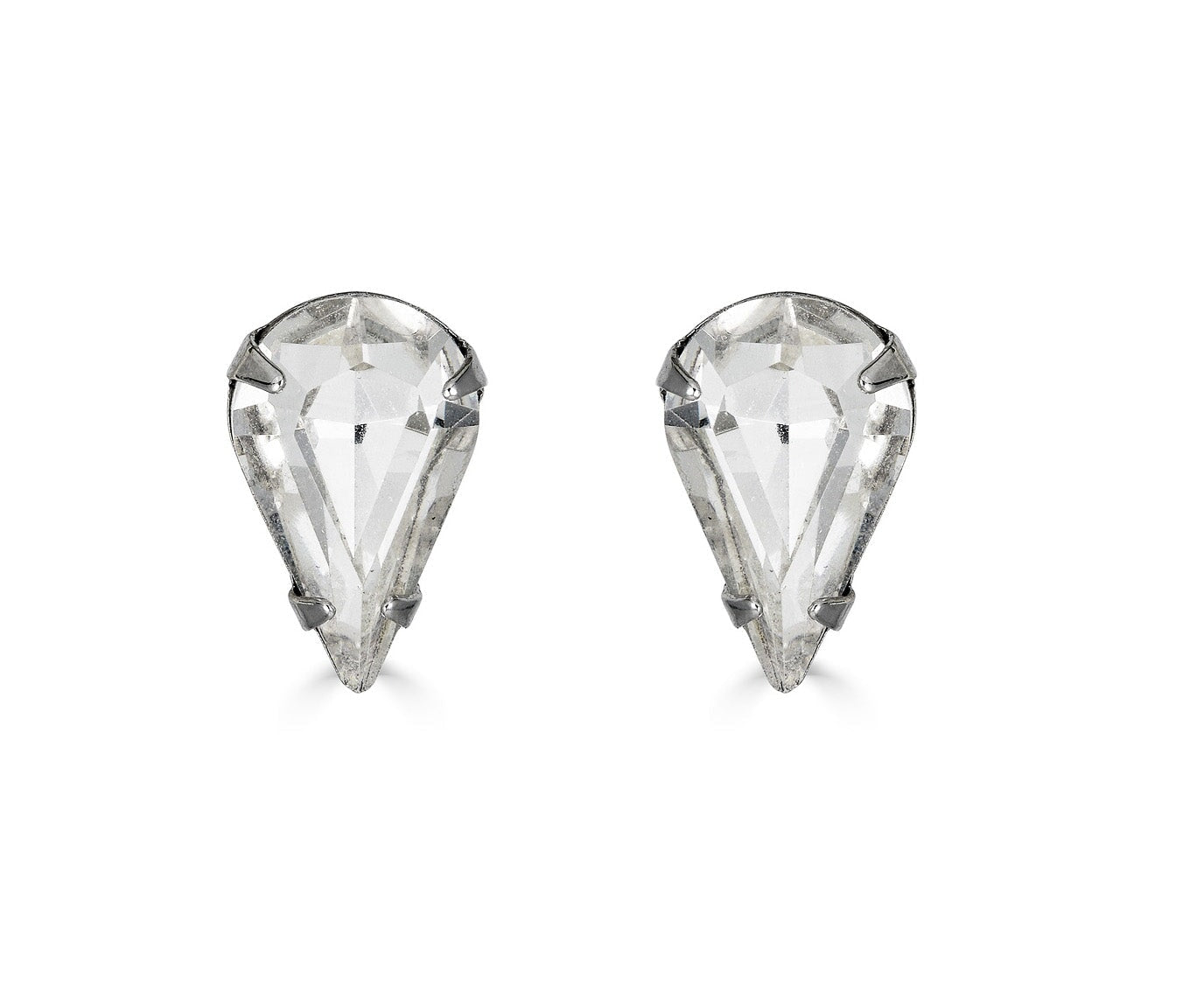 CRYSTAL SWAROVSKI TEARDROP STUD EARRINGS Epona Valley SILVER