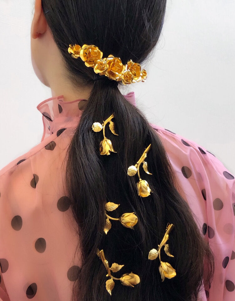 FIELD OF ROSES HAIR CLIP - Epona Valley | Luxury Hair Accessories | Bridal Accessories | Made In NYC