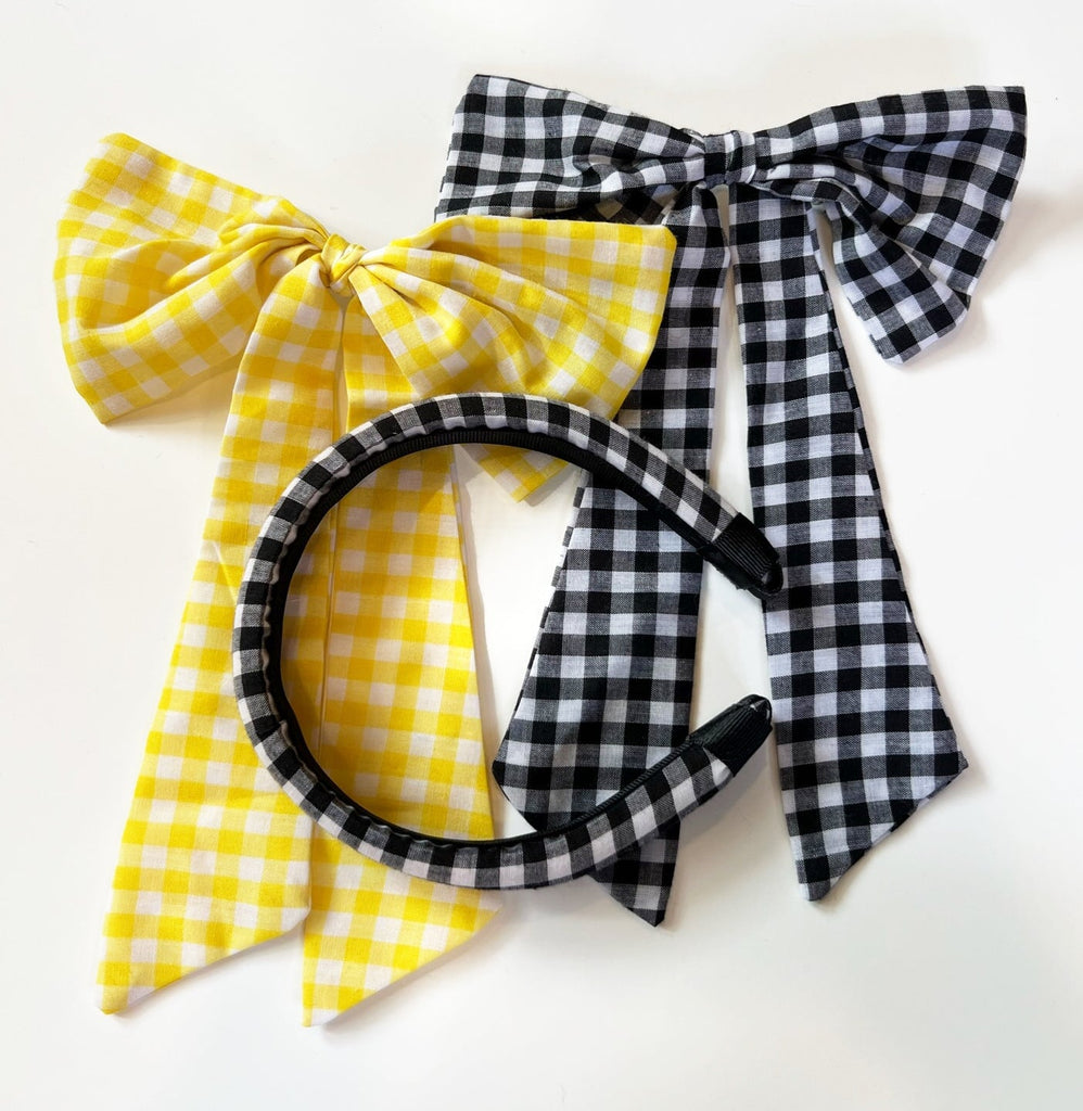 GINGHAM YELLOW BOW BARRETTE Epona Valley 