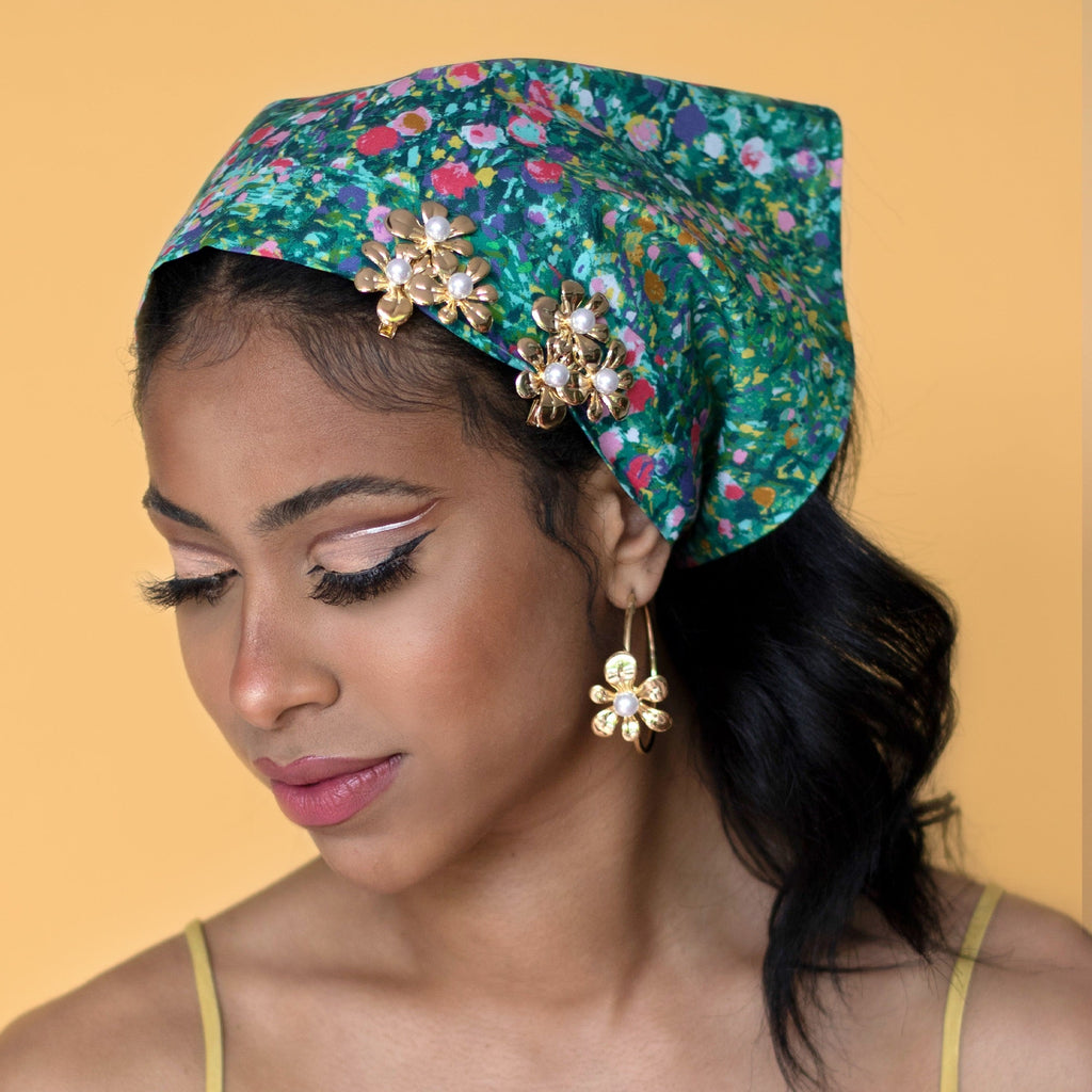 FLOWER POWER HOOP EARRINGS - Epona Valley | Luxury Hair Accessories | Bridal Accessories | Made In NYC
