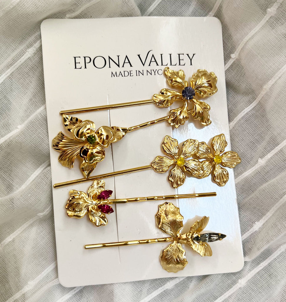 RAINBOW WILDFLOWER BOBBY SET - Epona Valley | Luxury Hair Accessories | Bridal Accessories | Made In NYC