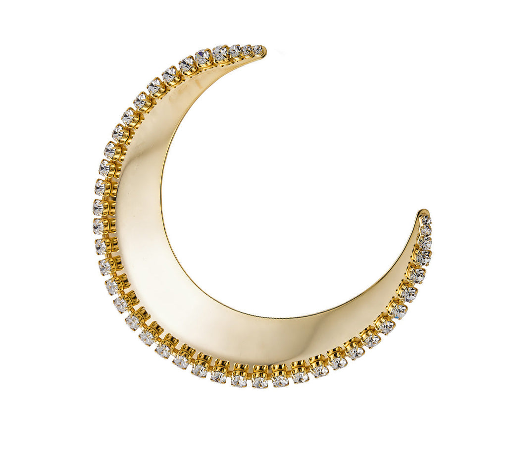 CRYSTAL CRESCENT MOON BARRETTE - Epona Valley | Luxury Hair Accessories | Bridal Accessories | Made In NYC