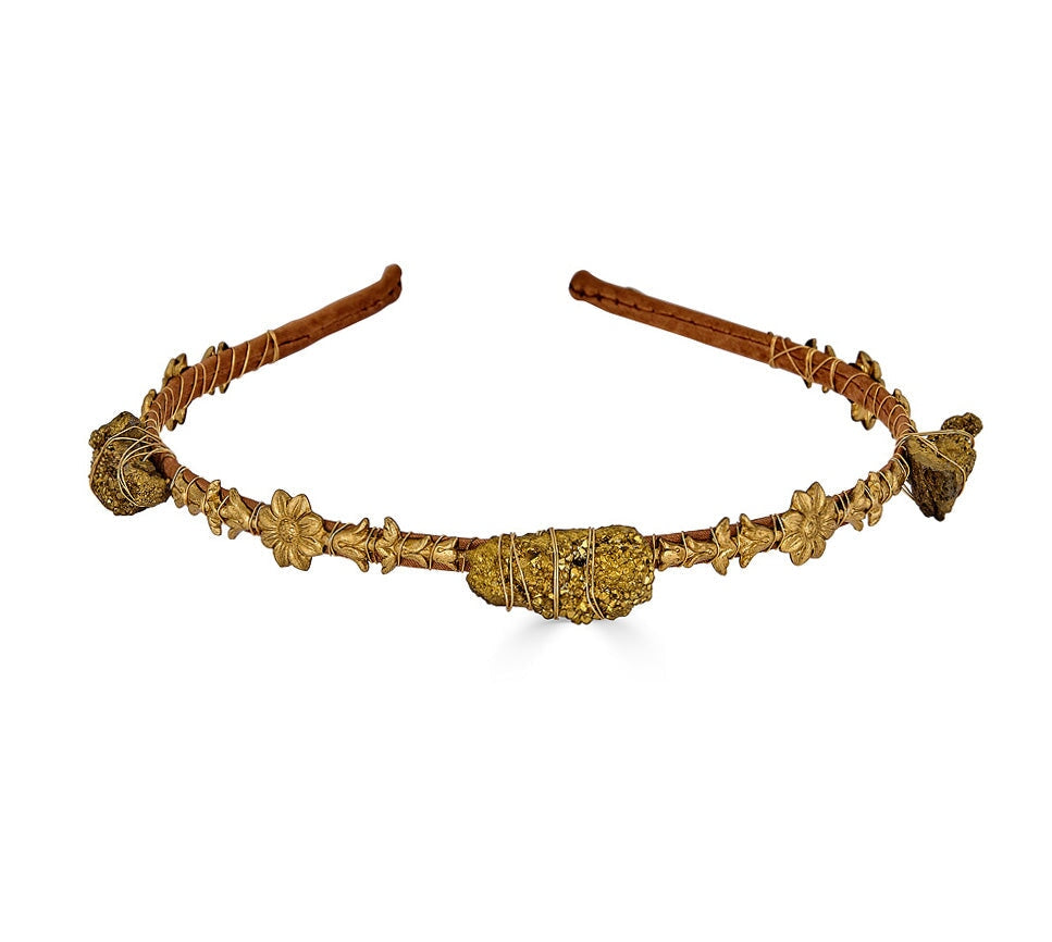 GOLDEN DRUZY SATIN FLORAL HEADBAND one of a kind Epona Valley 