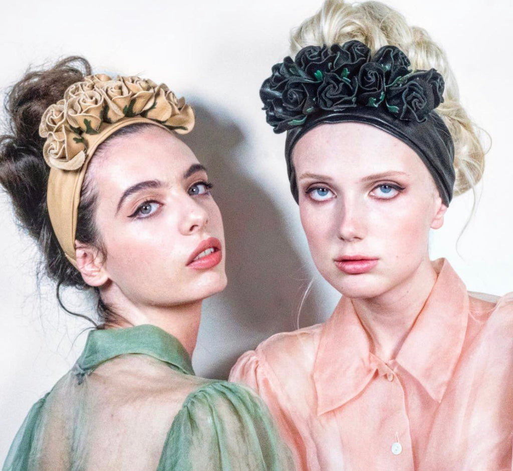 THE GRAND GARLAND ROSE TURBAN IN BLACK - Epona Valley | Luxury Hair Accessories | Bridal Accessories | Made In NYC