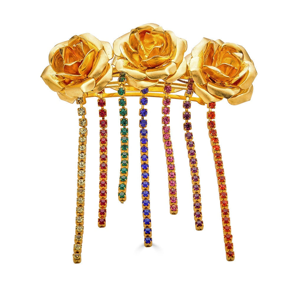 FIELD OF ROSES PRISM BARRETTE - Epona Valley | Luxury Hair Accessories | Bridal Accessories | Made In NYC