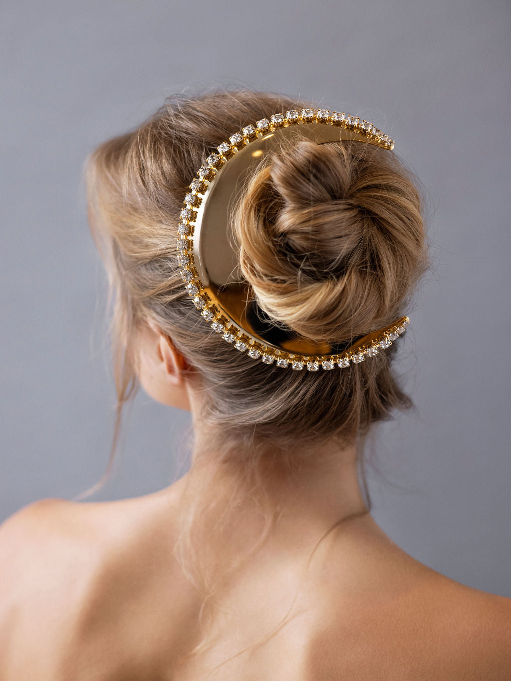 CRYSTAL CRESCENT MOON BARRETTE - Epona Valley | Luxury Hair Accessories | Bridal Accessories | Made In NYC