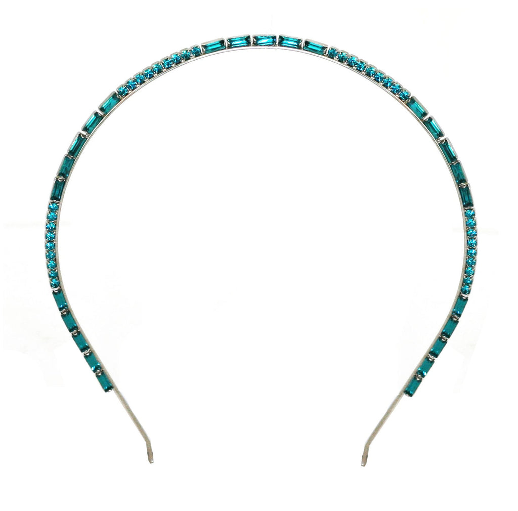 BAGUETTE SWAROVSKI HEADBAND IN TURQUOISE - Epona Valley | Luxury Hair Accessories | Bridal Accessories | Made In NYC