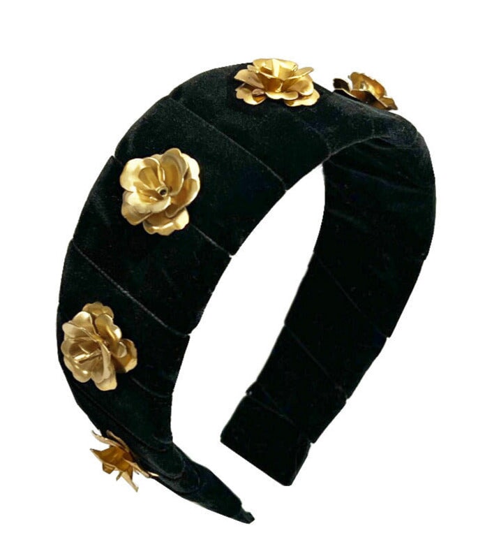 ENGLISH ROSES HEADBAND IN BLACK VELVET - Epona Valley | Luxury Hair Accessories | Bridal Accessories | Made In NYC