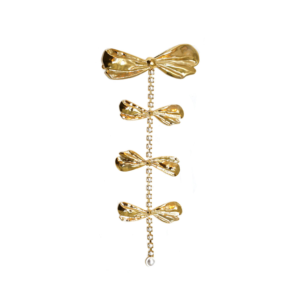 MARIE PEARL CHAIN BOW BARRETTE - Epona Valley | Luxury Hair Accessories | Bridal Accessories | Made In NYC