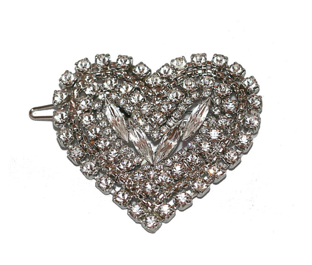 CHAINED HEART BARRETTE IN SILVER - Epona Valley | Luxury Hair Accessories | Bridal Accessories | Made In NYC