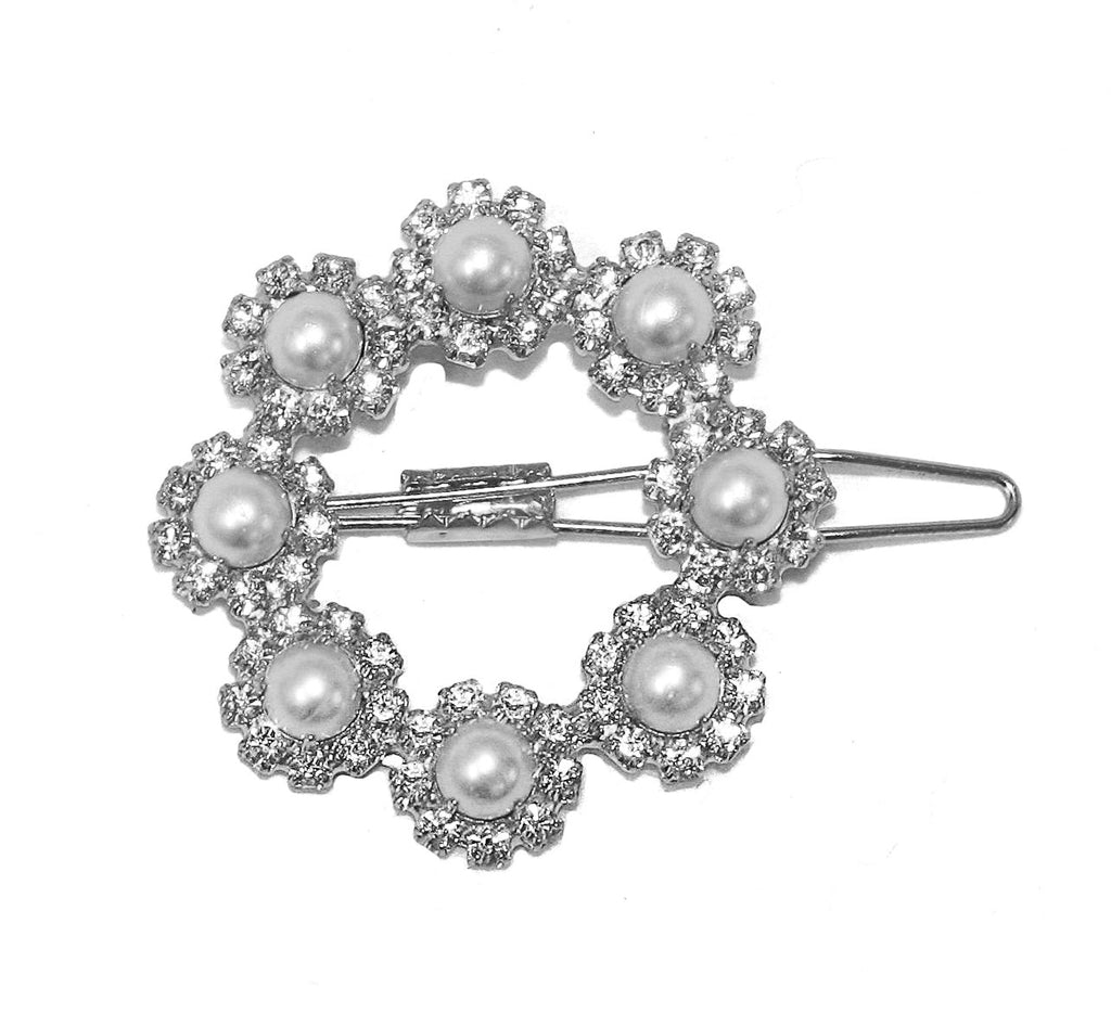 SILVER BE MINE CIRCLE PEARL BARRETTE - Epona Valley | Luxury Hair Accessories | Bridal Accessories | Made In NYC