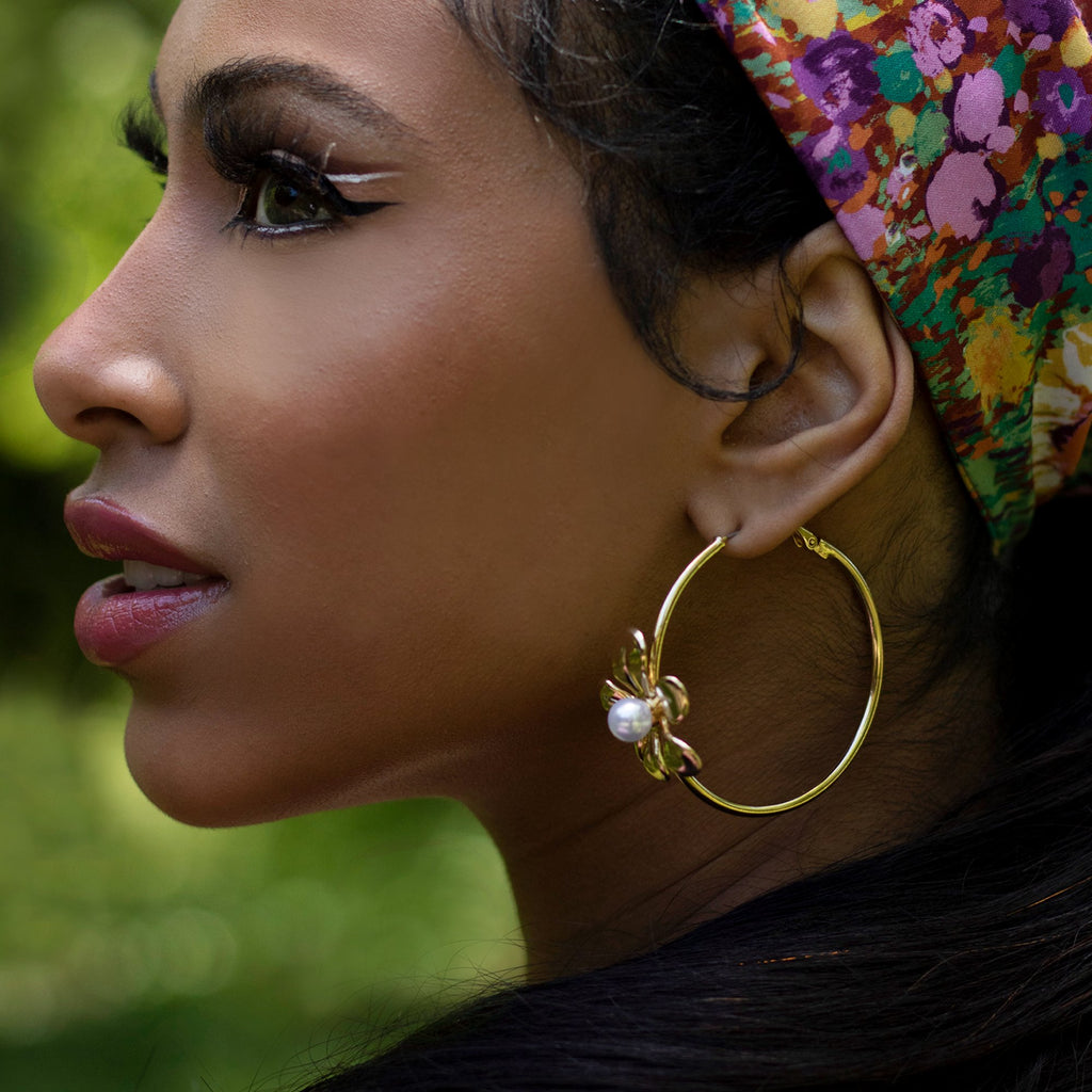 Crystal Bauble Hoop Statement Earrings, gold earrings, teardrop, Swaro –  Acute Designs
