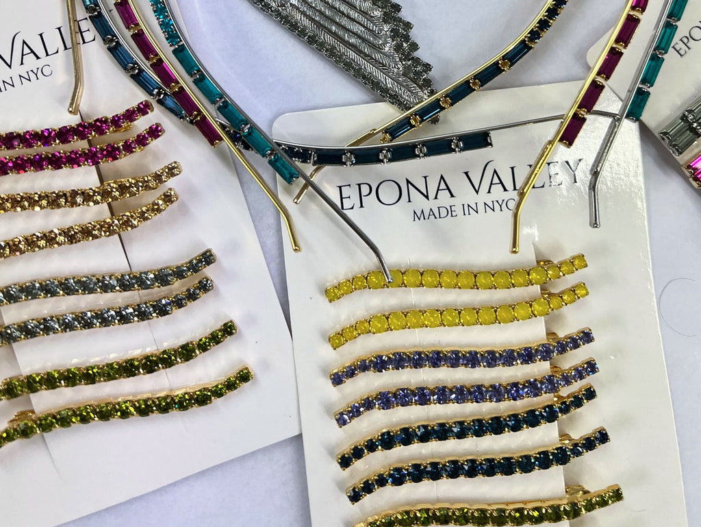 SWAROVSKI WAVY BOBBIES IN YELLOW OPAL - Epona Valley | Luxury Hair Accessories | Bridal Accessories | Made In NYC