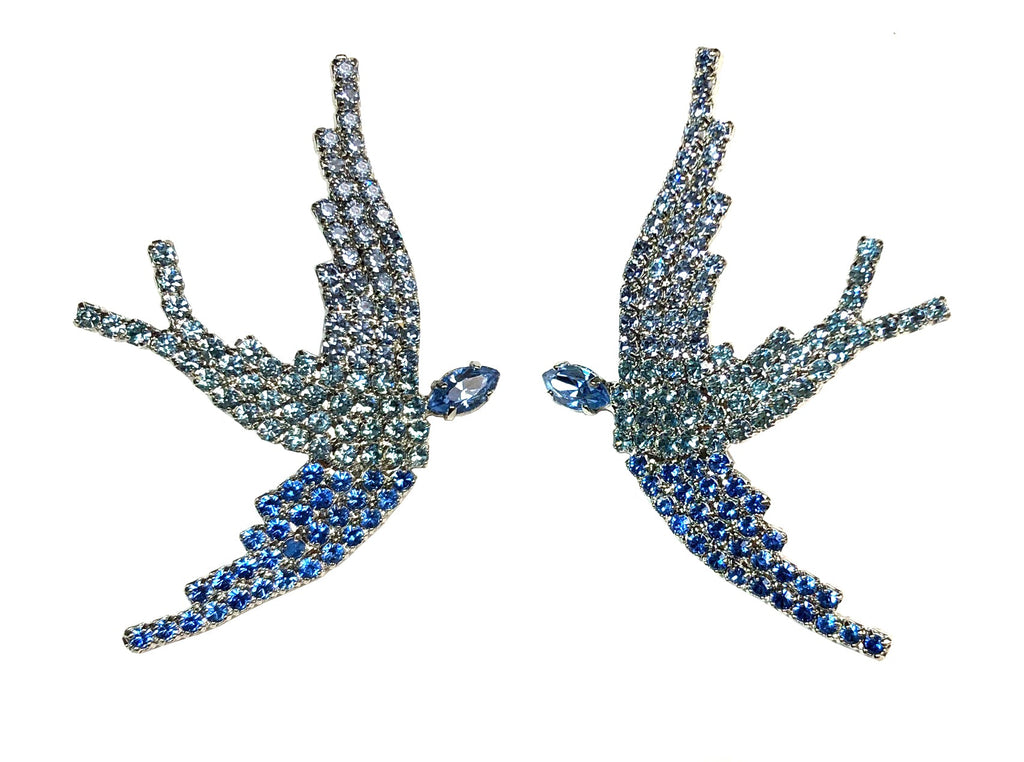 BLUE OMBRE SWAROVSKI PHOENIX EARRINGS - Epona Valley | Luxury Hair Accessories | Bridal Accessories | Made In NYC