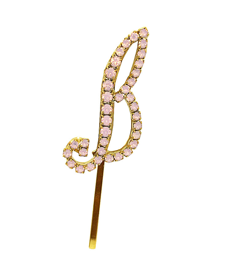 ROSEWATER OPAL CURSIVE LETTER BOBBY PIN - Epona Valley | Luxury Hair Accessories | Bridal Accessories | Made In NYC