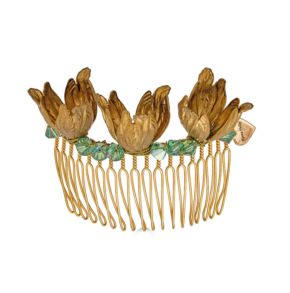 TULIP COMB WITH MINT SWAROVSKI - Epona Valley | Luxury Hair Accessories | Bridal Accessories | Made In NYC