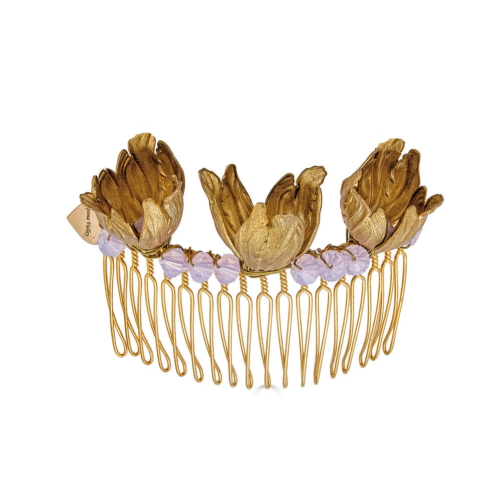 TULIP COMB WITH ROSE OPAL SWAROVSKI - Epona Valley | Luxury Hair Accessories | Bridal Accessories | Made In NYC